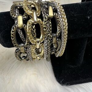 Kendra Scott Monroe Antique Gold and Silver Chain Bracelet 2016